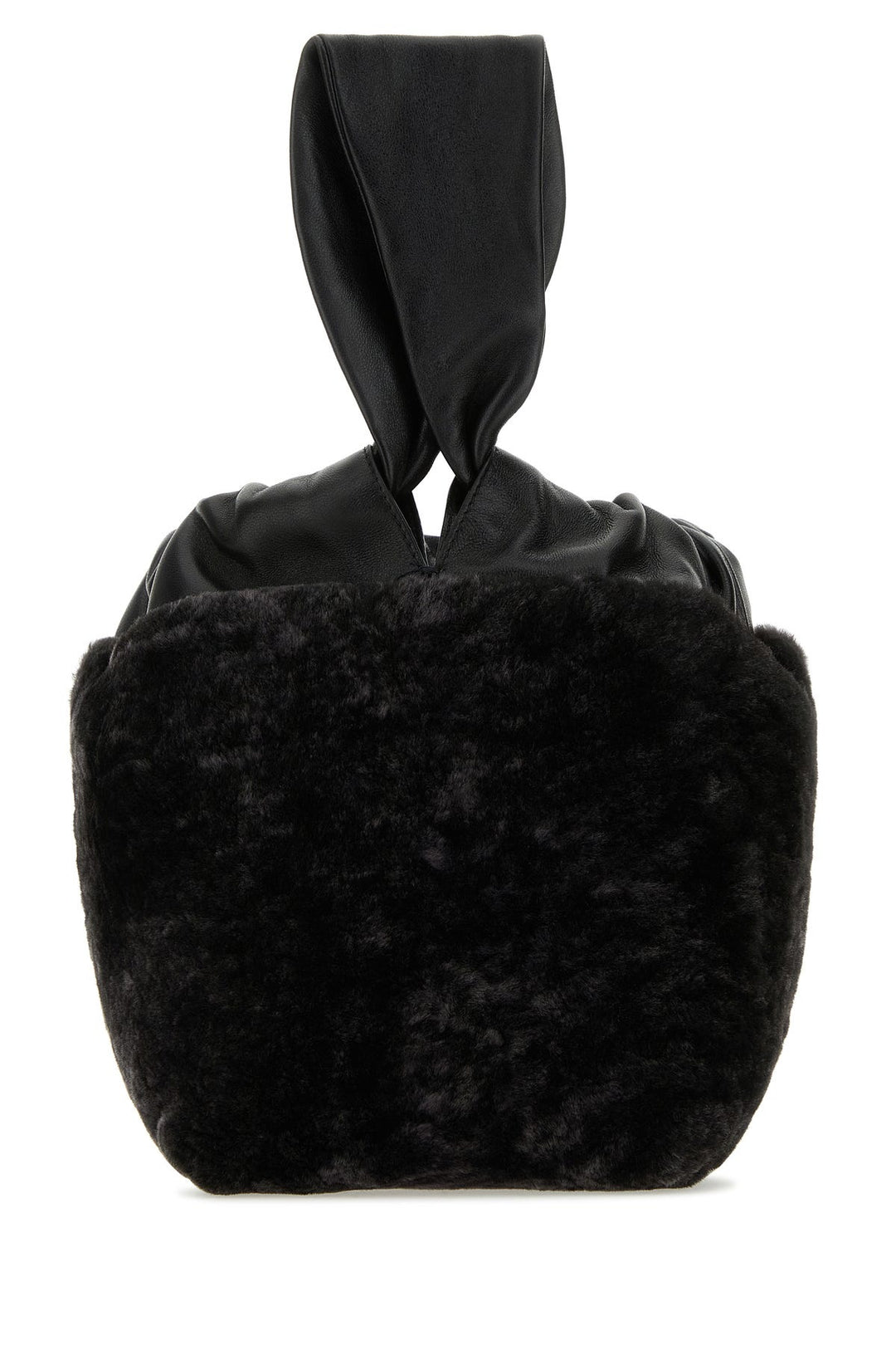 Black shearling clutch