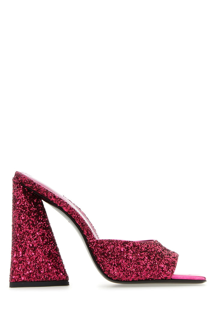 Fuchsia glitters Devon mules