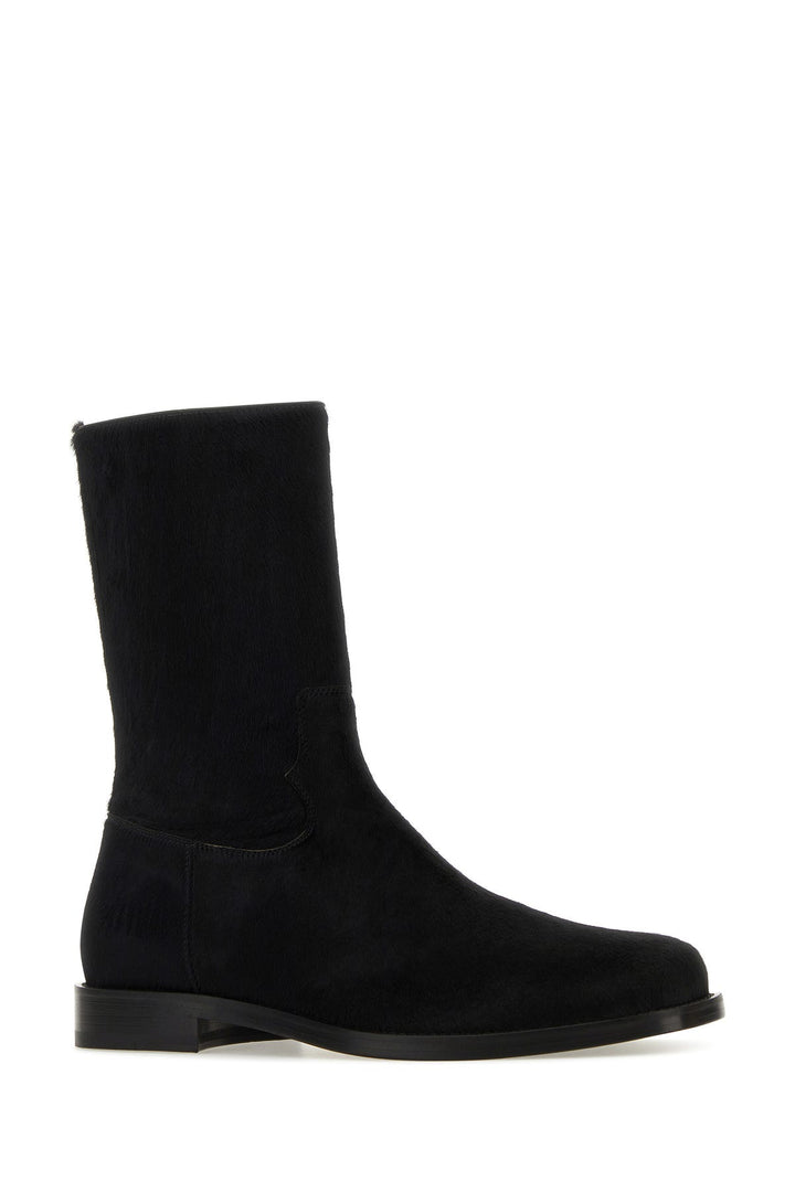 Black calfhair ankle boots