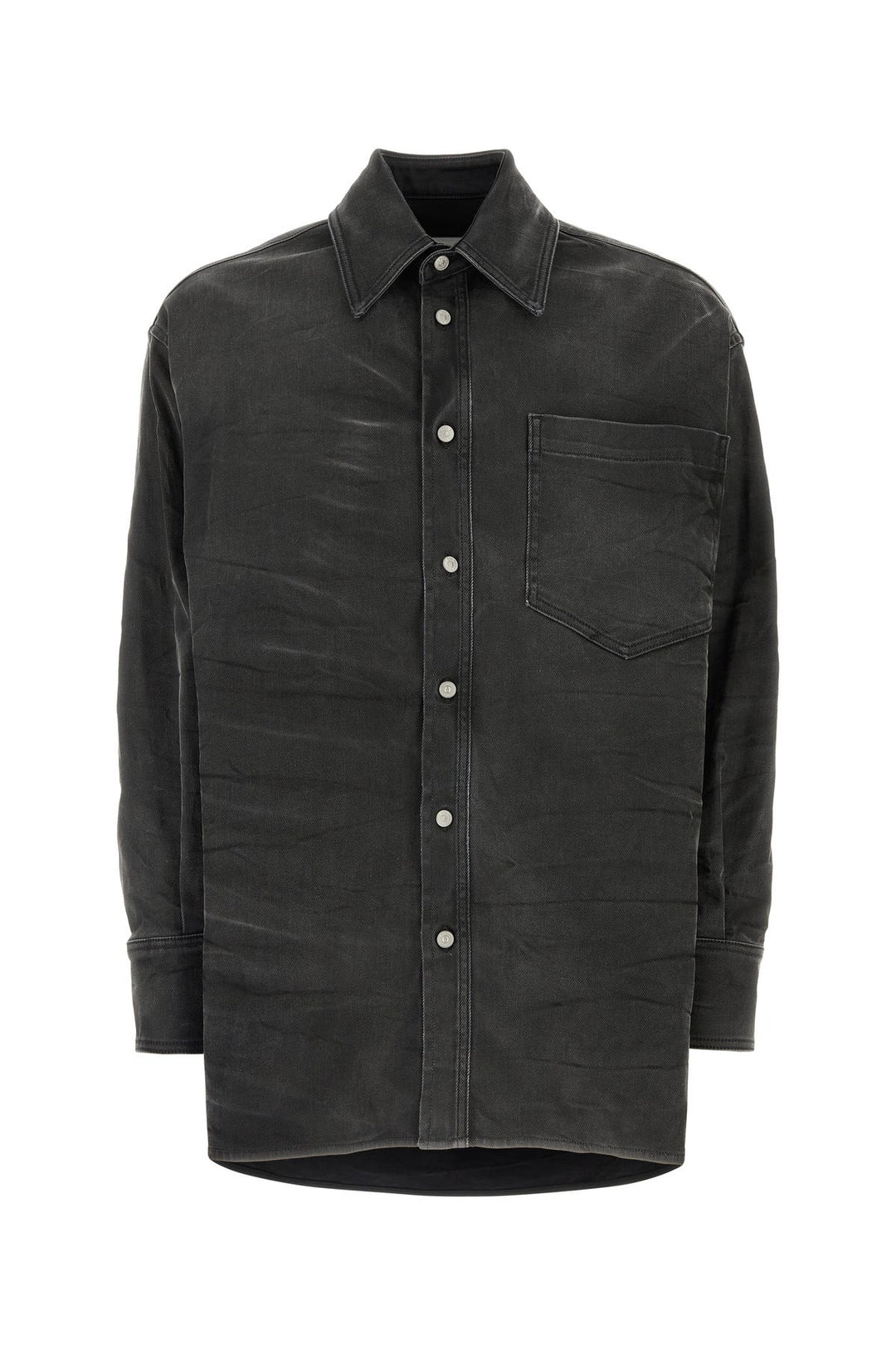 Black stretch denim oversize shirt