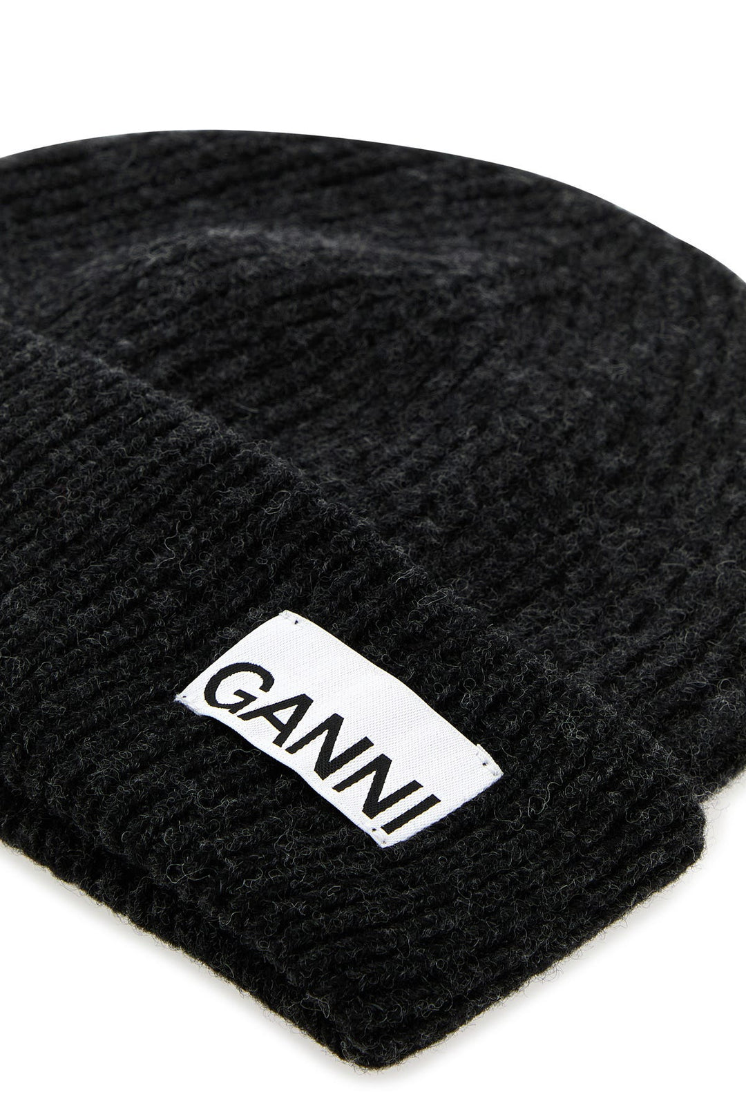 Charcoal wool blend beanie hat