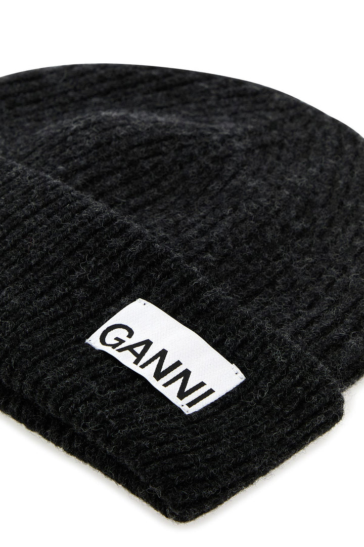 Charcoal wool blend beanie hat