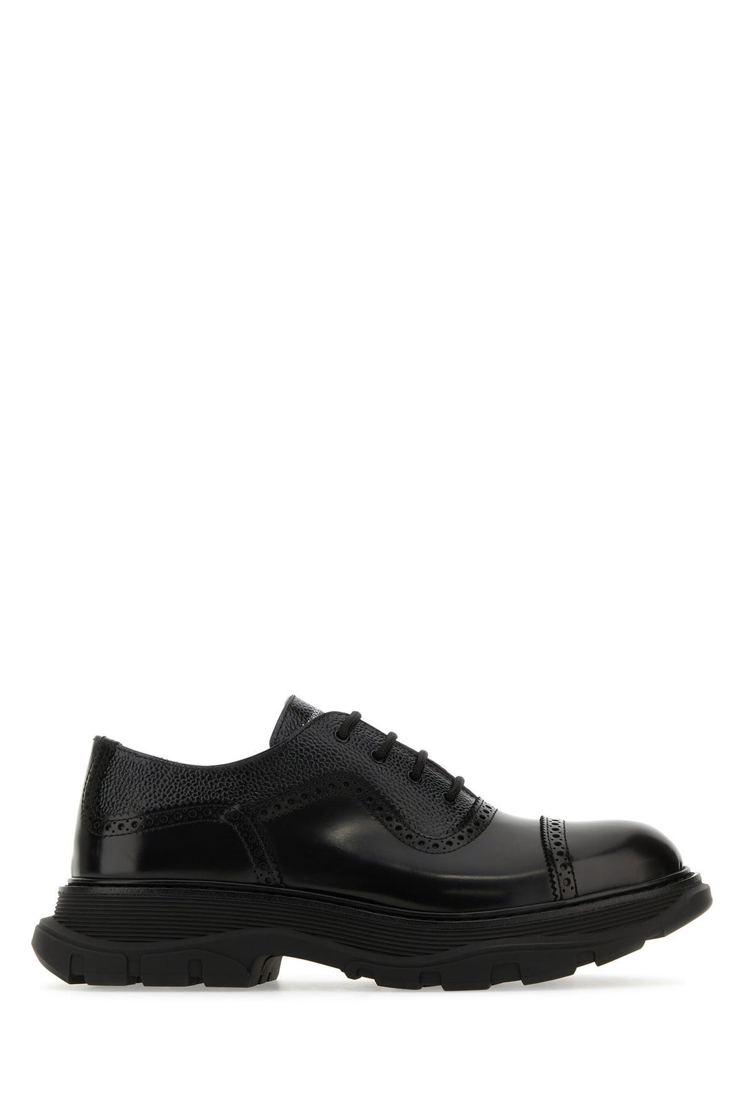 Black leather lace-up shoes