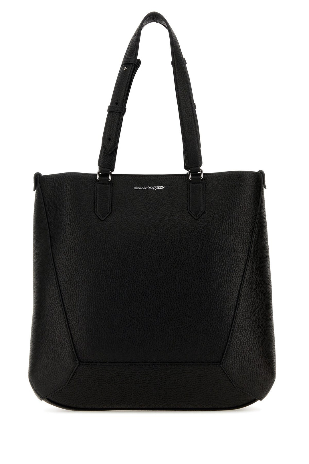 Black leather medium Edge shopping bag