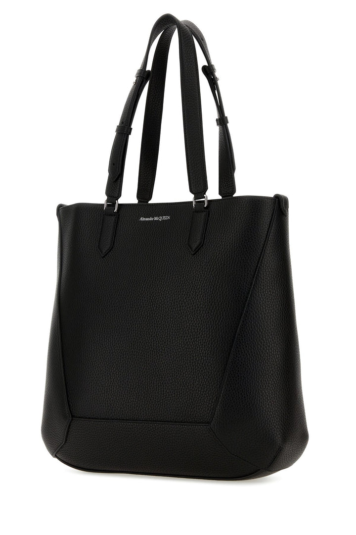 Black leather medium Edge shopping bag