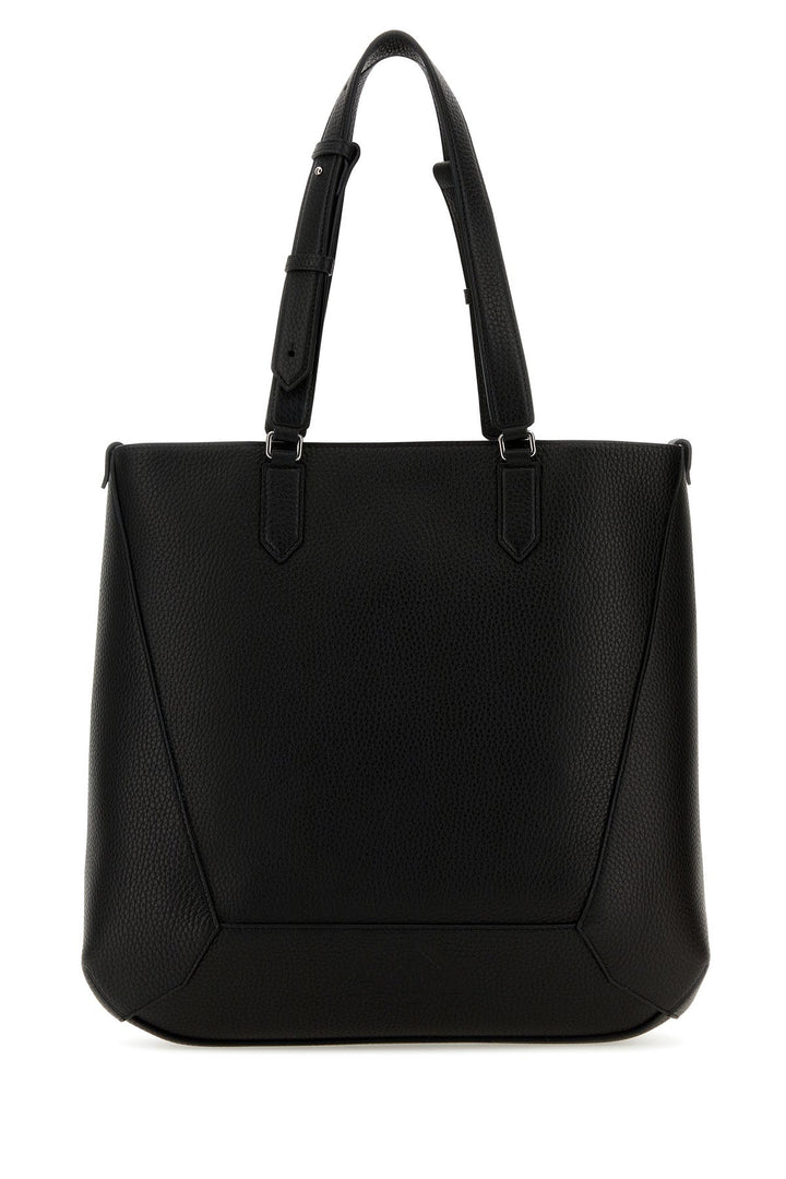 Black leather medium Edge shopping bag