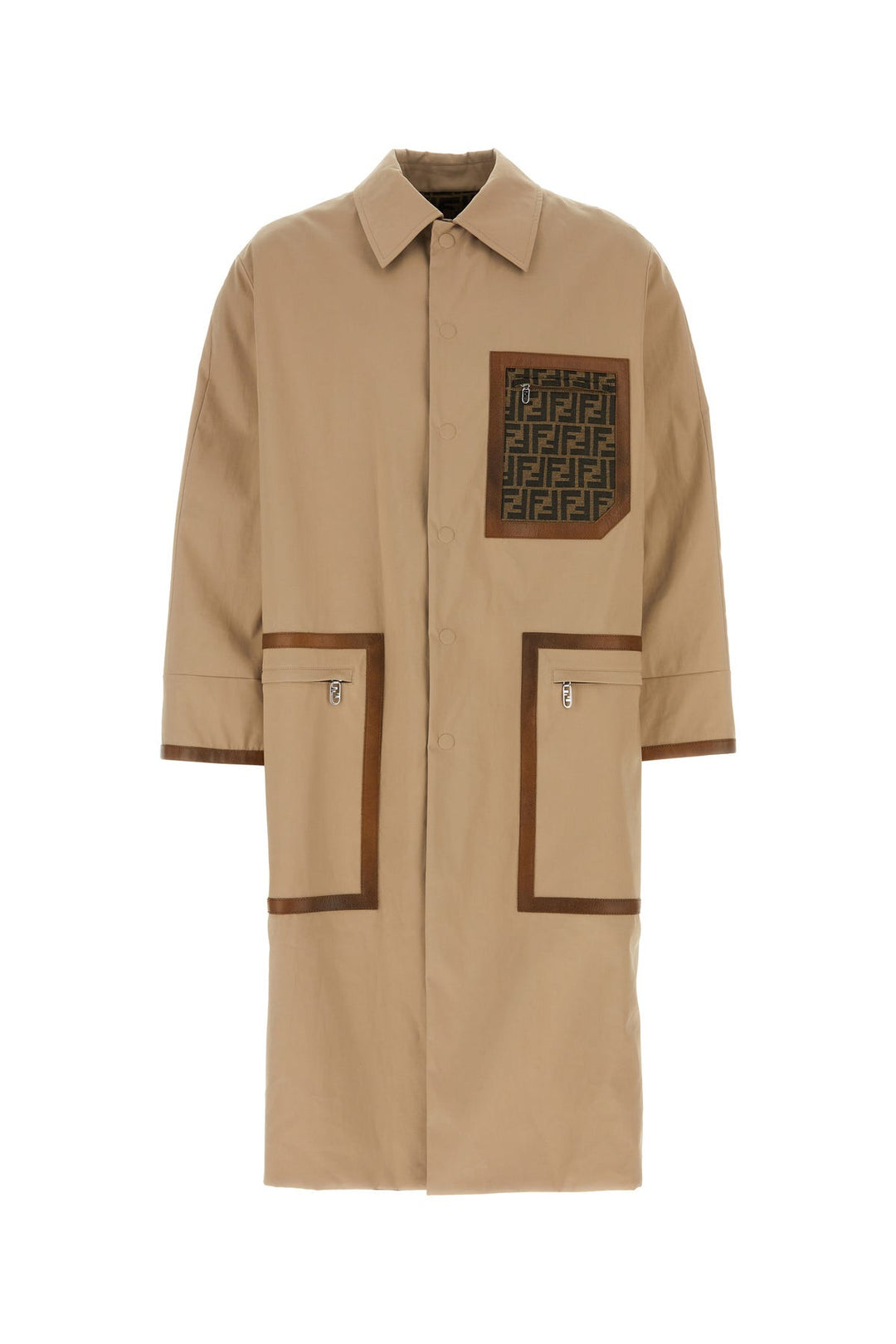 Beige cotton reversible trench coat