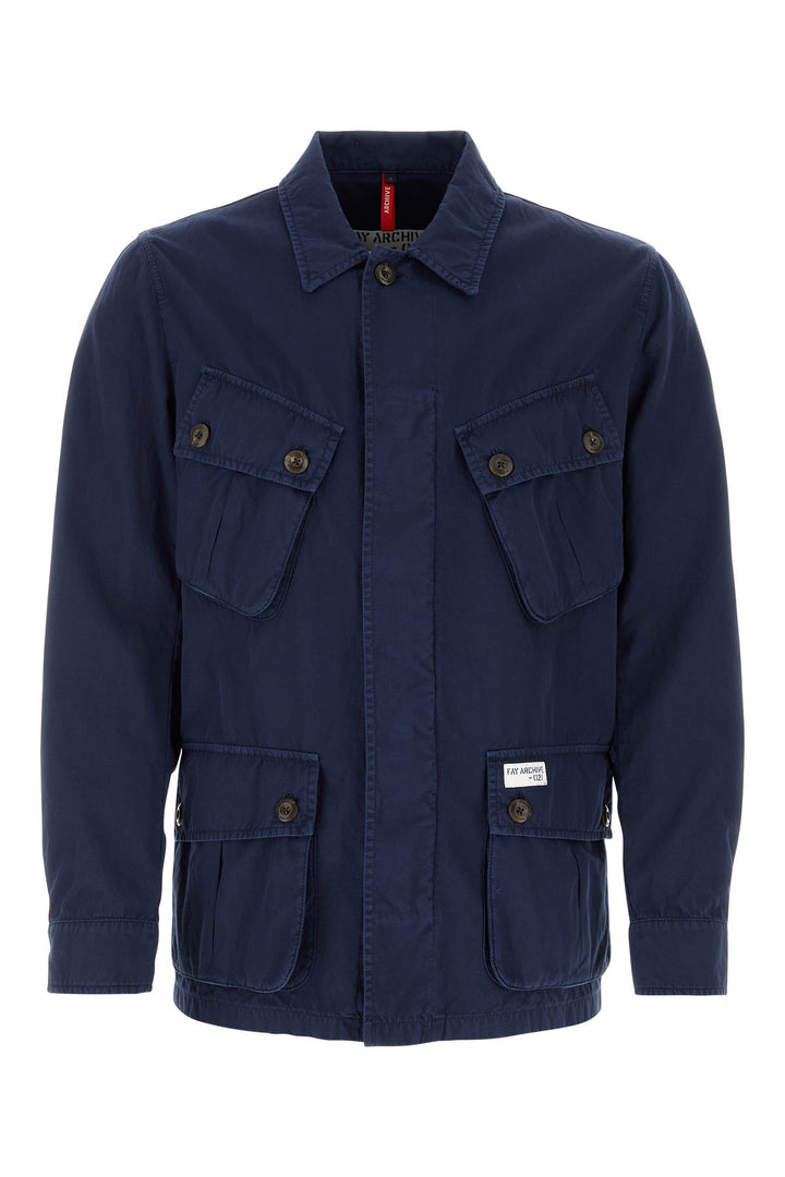 Navy blue cotton blend jacket