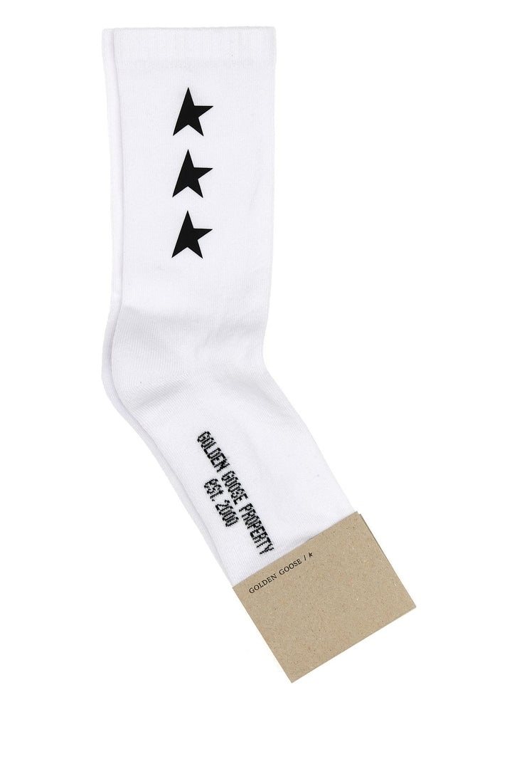 White stretch cotton blend socks