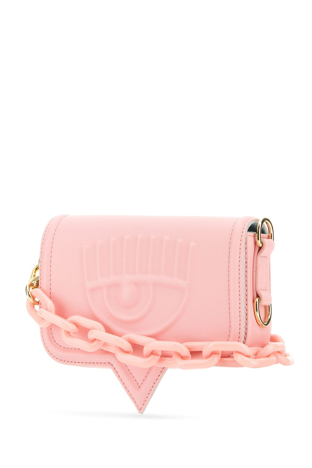 Pink synthetic leather small Eyelike crossbody bag