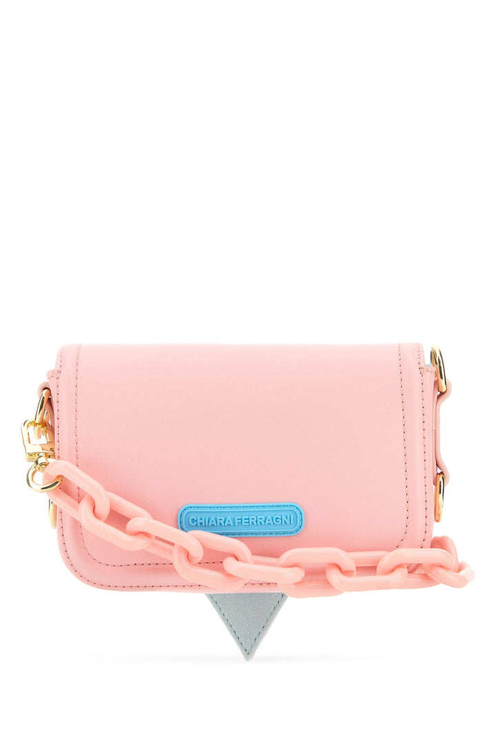 Pink synthetic leather small Eyelike crossbody bag