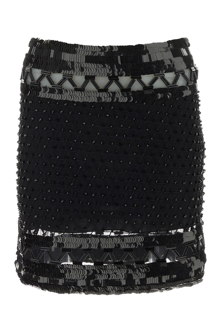 Embellished mesh mini skirt