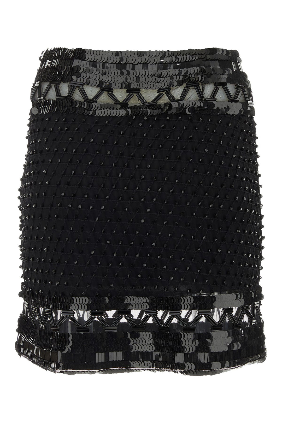 Embellished mesh mini skirt