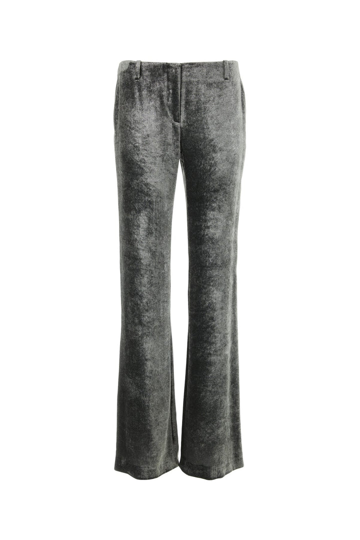 Silver velvet wide-leg pant