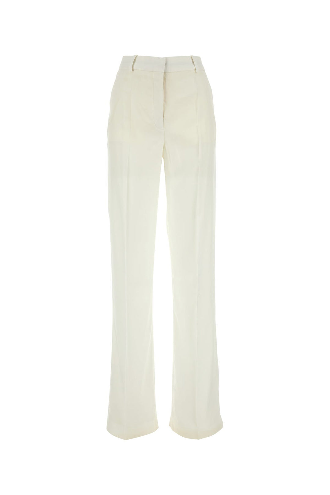 White viscose wide-leg pant