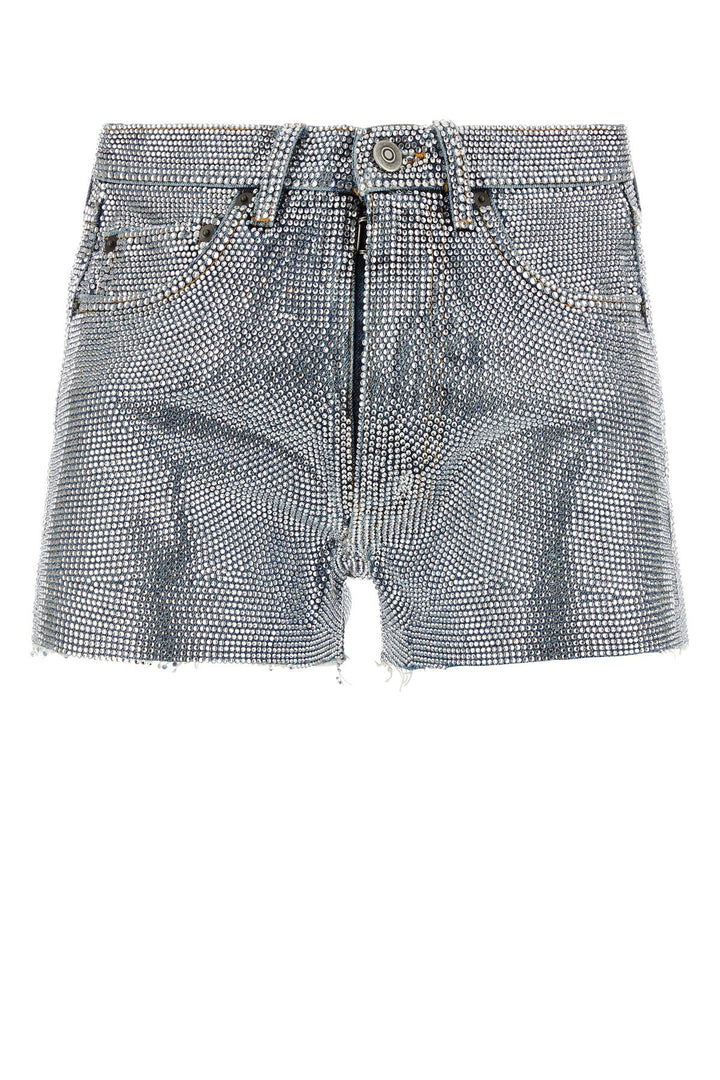 Embellished denim shorts