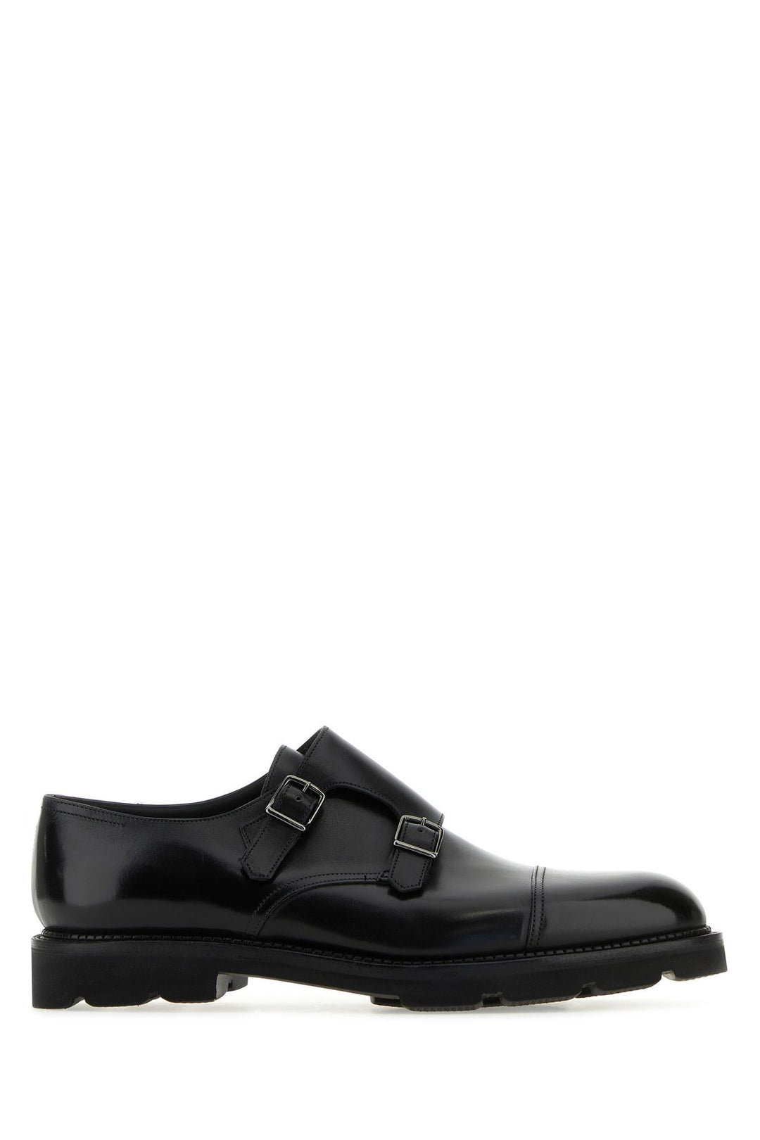 Black leather strap shoes