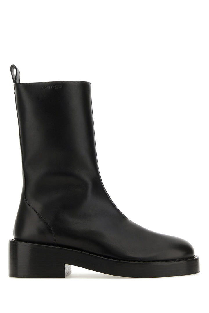 Black leather ankle boots