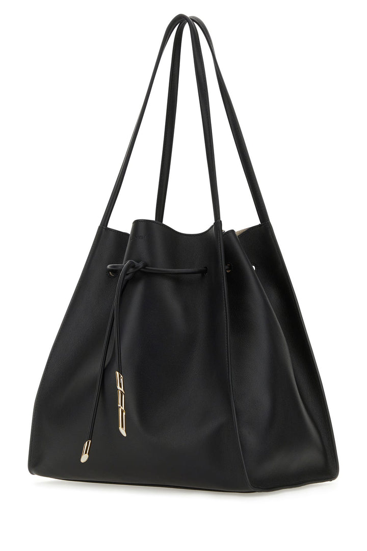 Black leather Sequence shopping bag