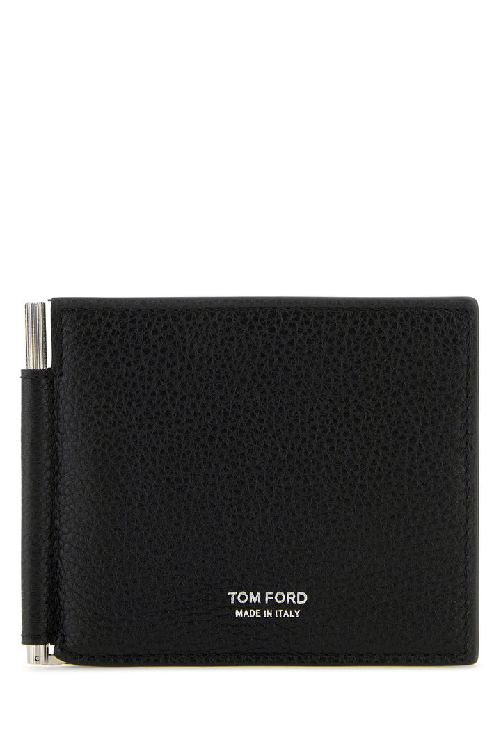 Black leather card holder