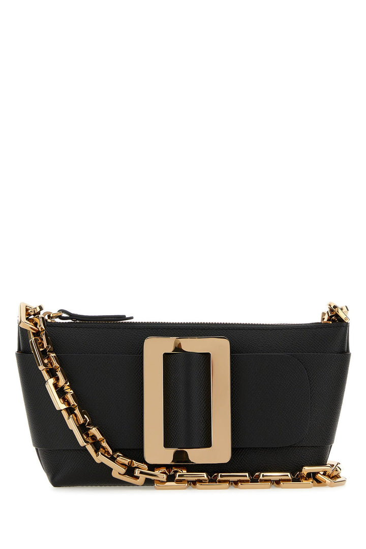 Black leather Buckle shoulder bag