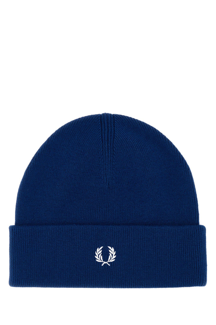 Electric blue wool blend beanie hat