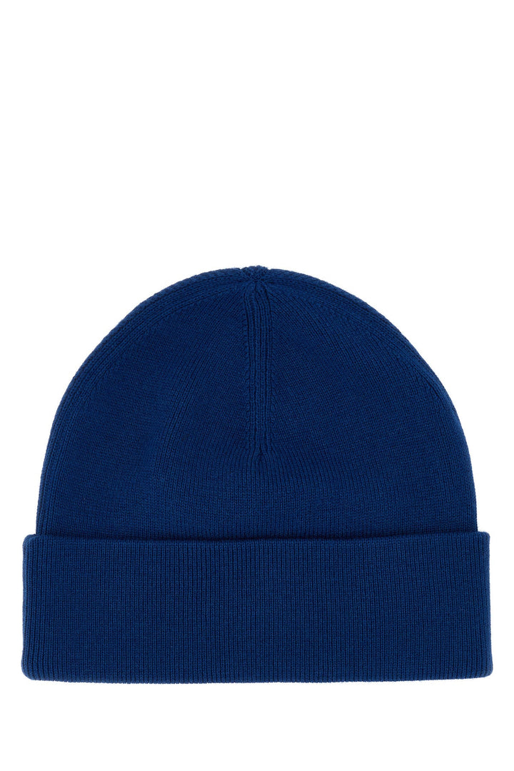 Electric blue wool blend beanie hat