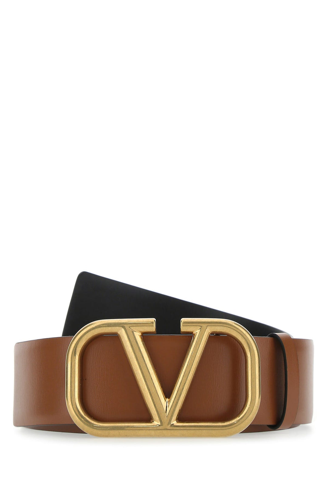 Brown leather VLogo belt