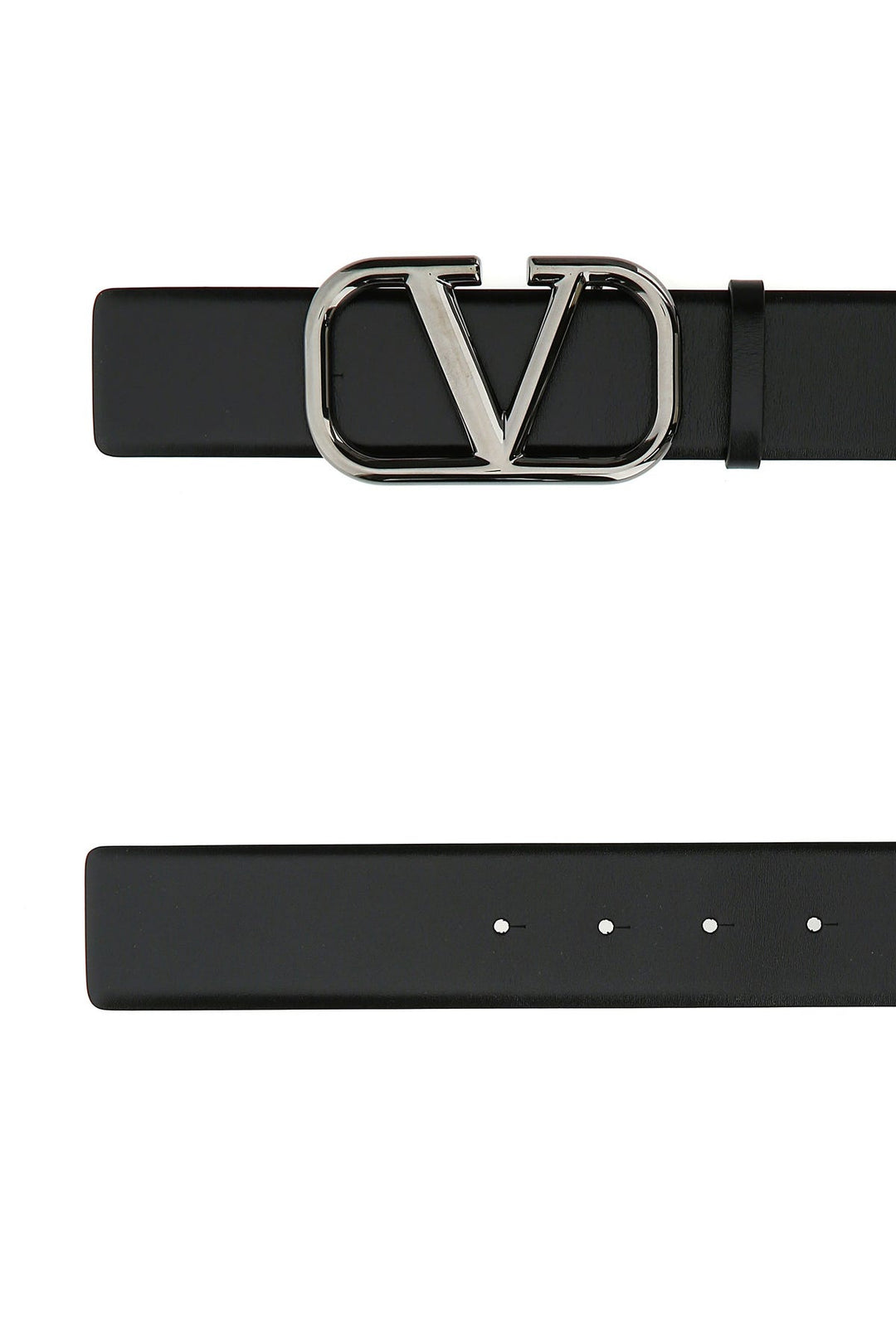 Black leather VLogo Signature belt