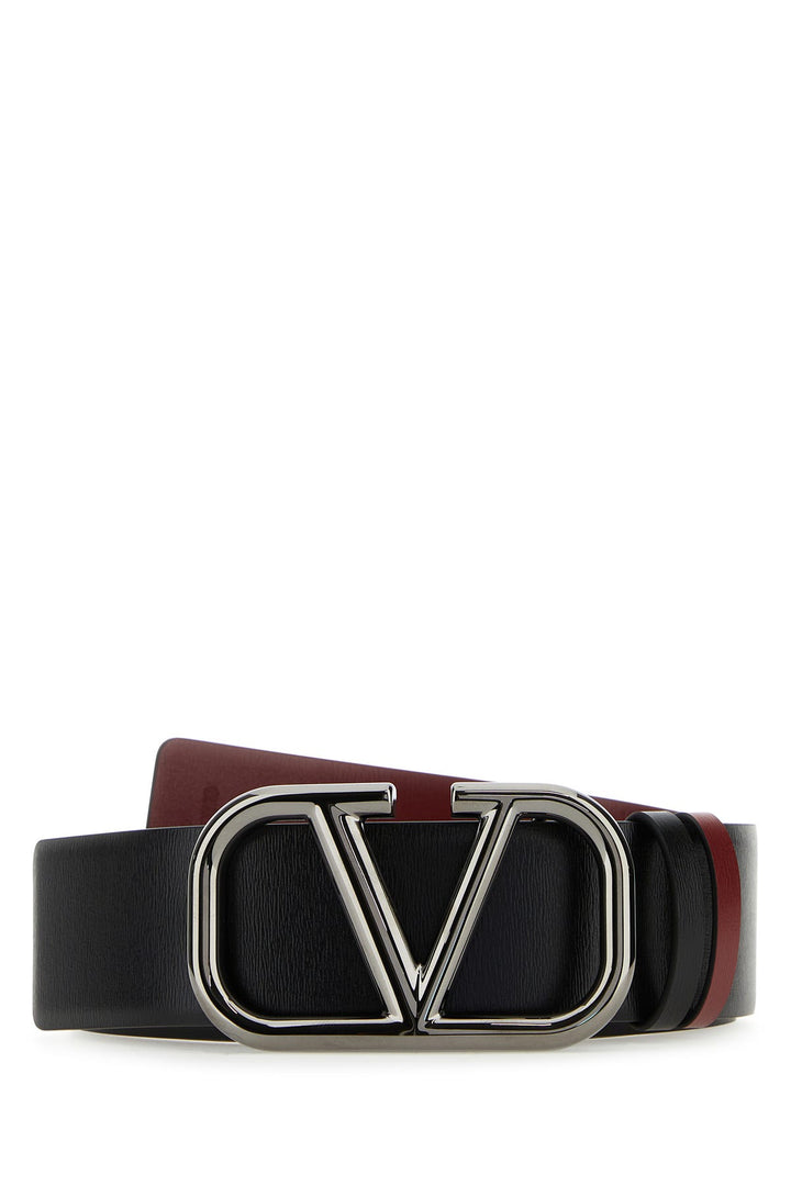 Black leather VLogo Signature belt