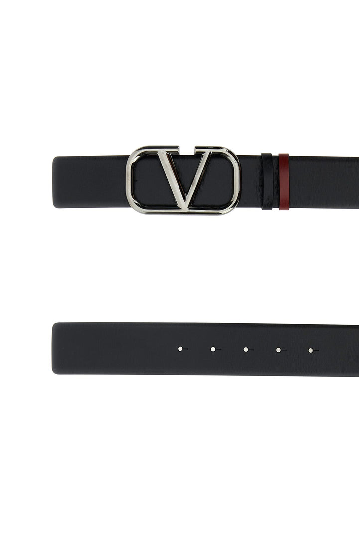 Black leather VLogo Signature belt