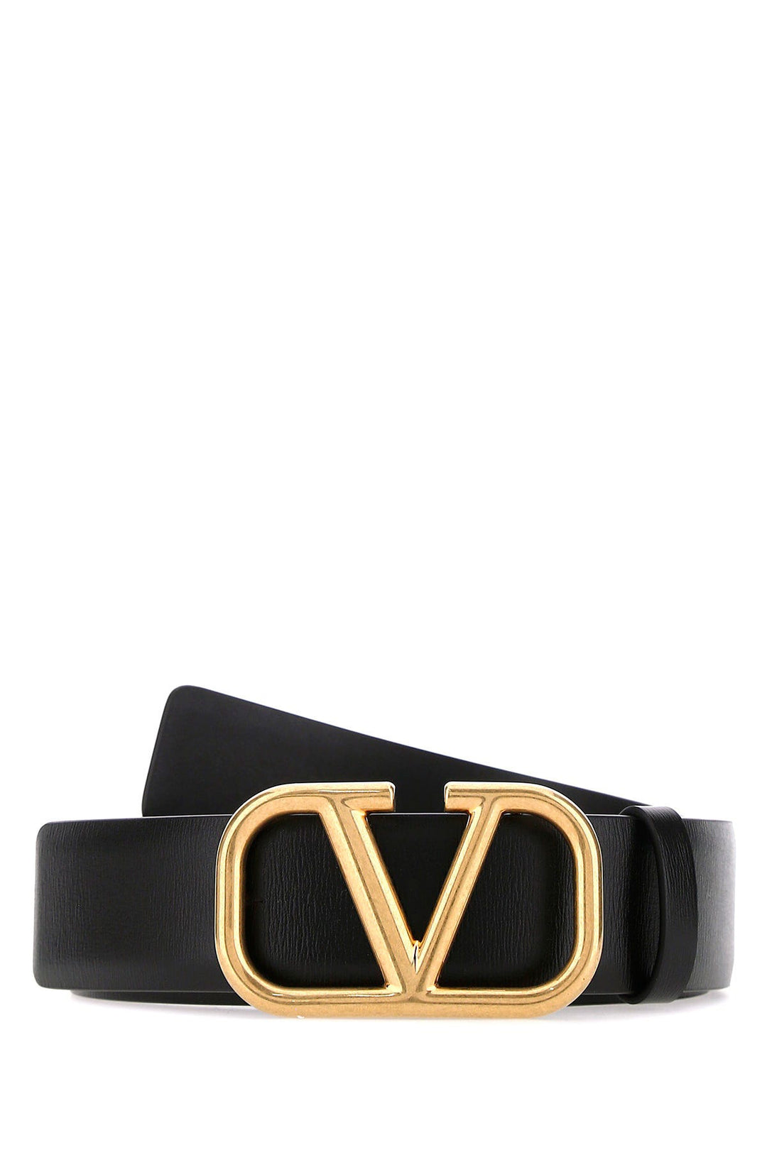 Black leather VLogo belt