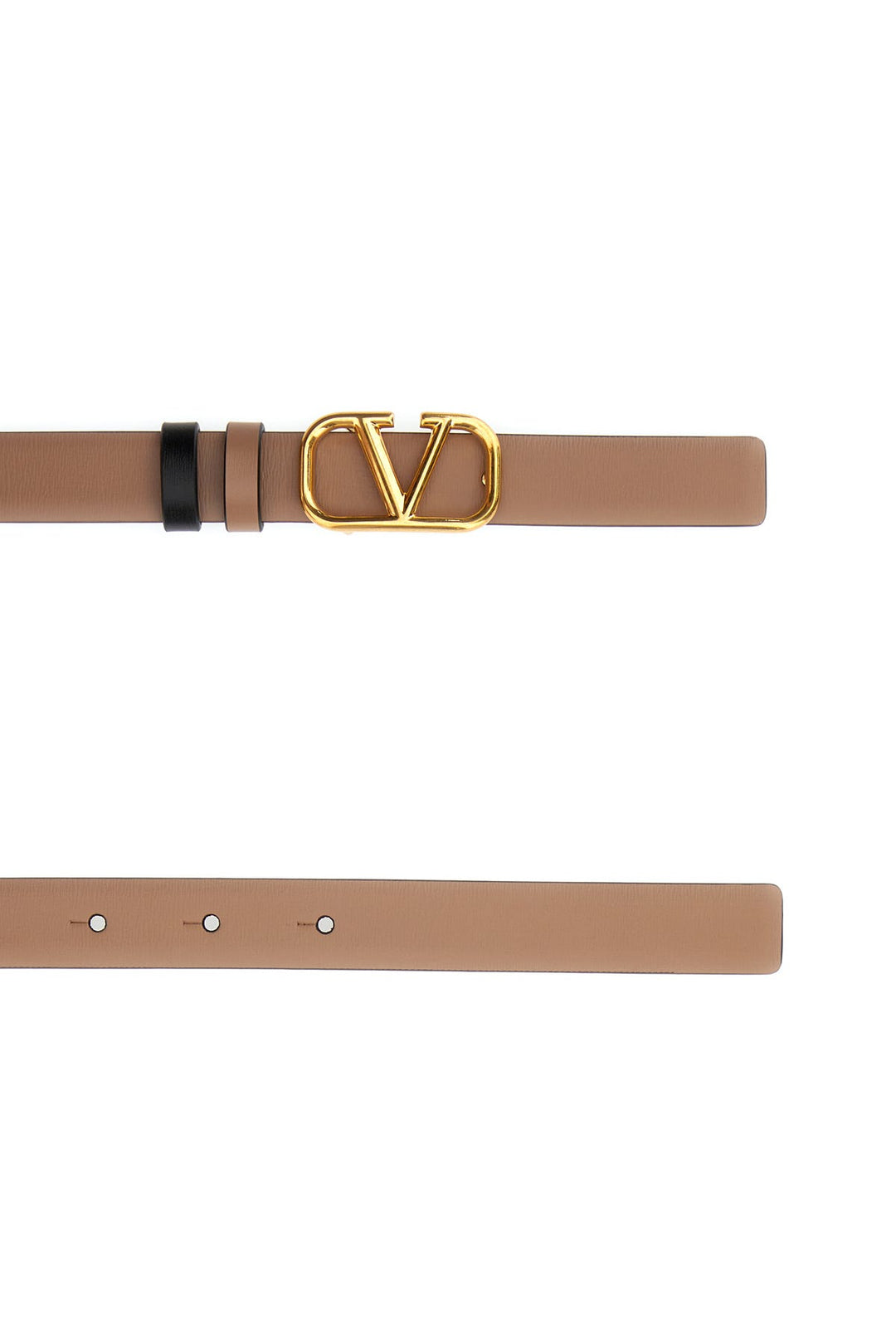 Cappuccino leather reversible VLogo belt