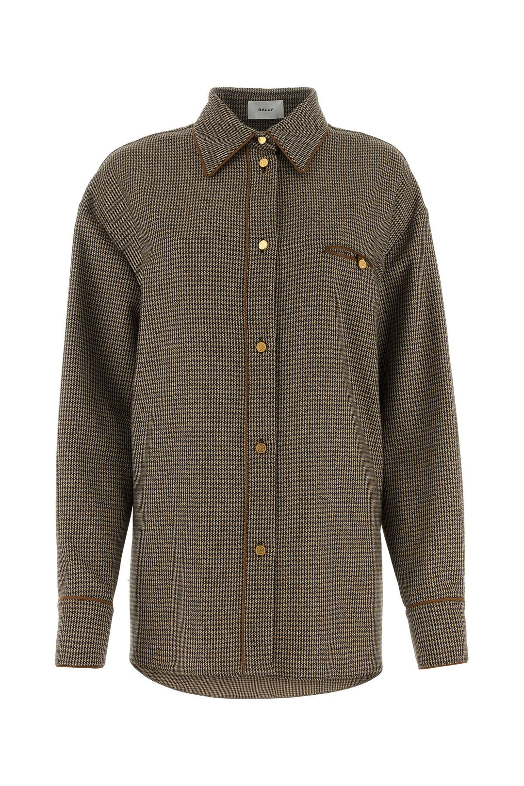 Embroidered stretch wool blend shirt