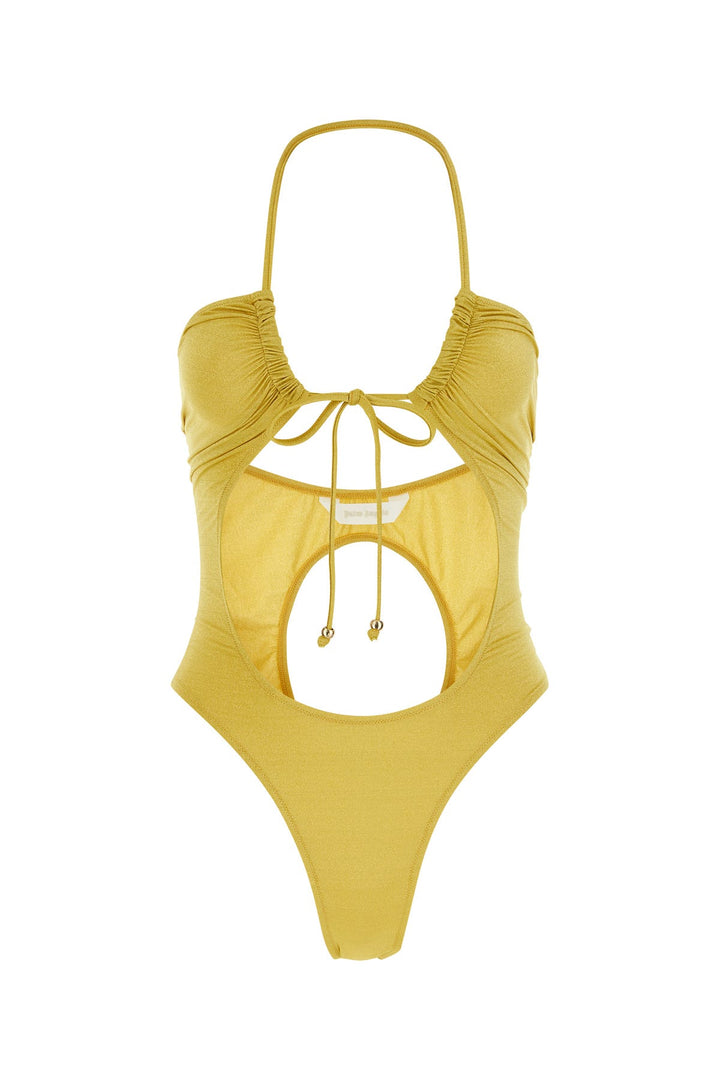 Yellow stretch nylon blend trikini