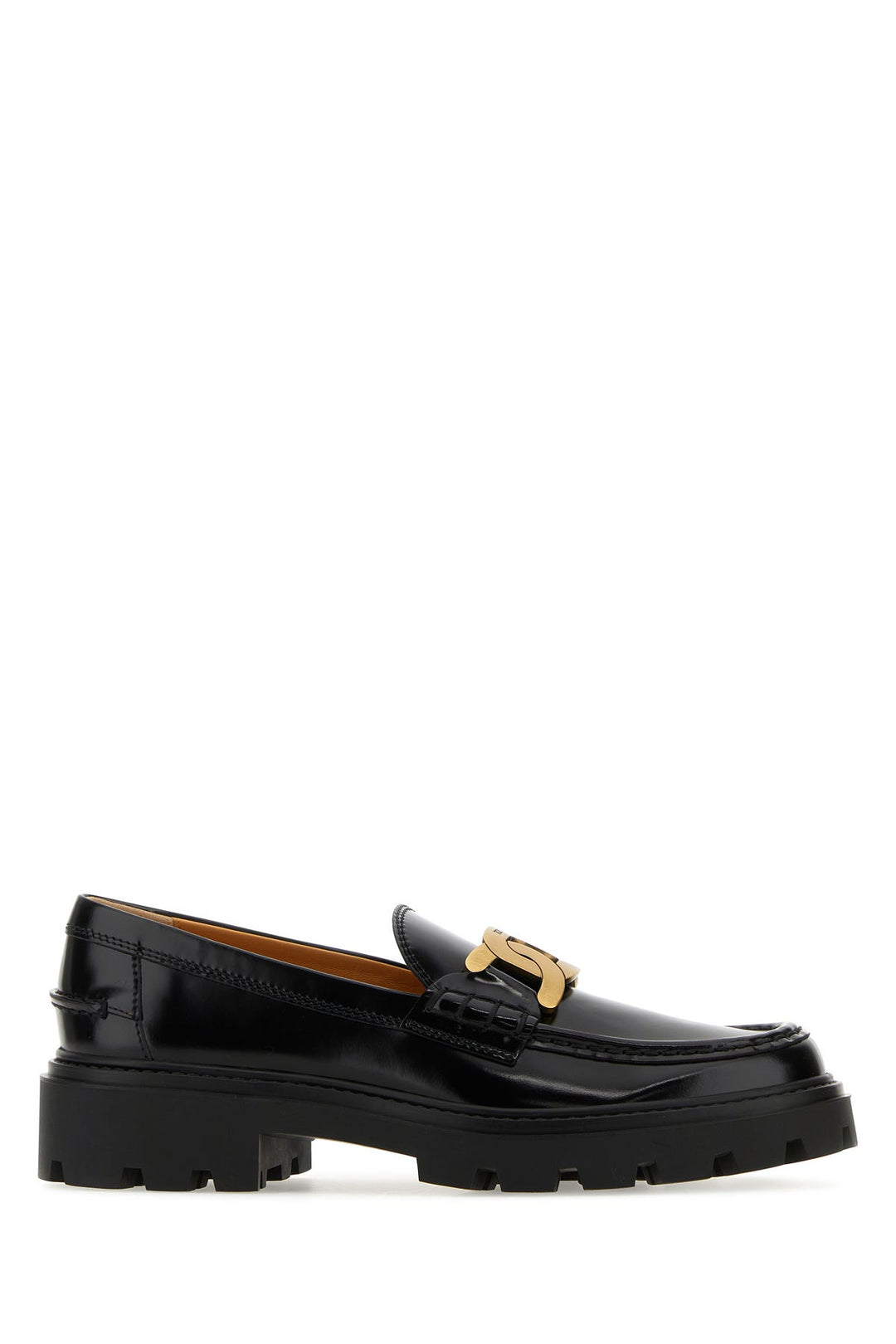 Black leather loafers