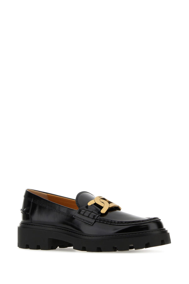 Black leather loafers