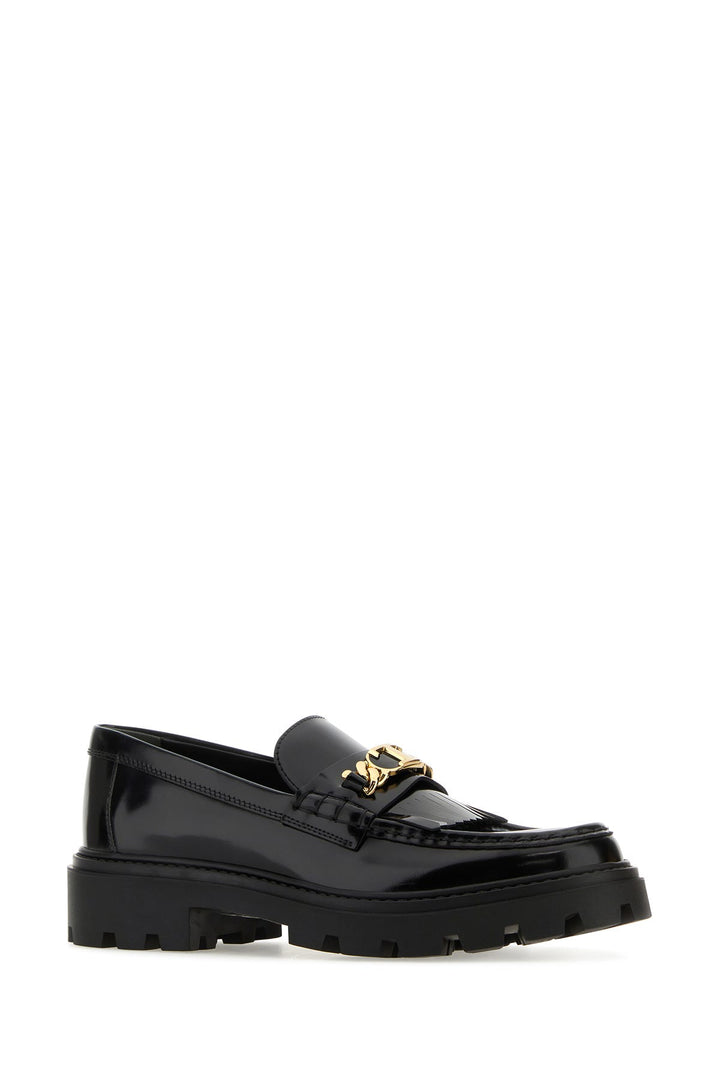 Black leather loafers