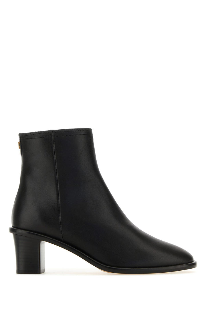 Black leather ankle boots