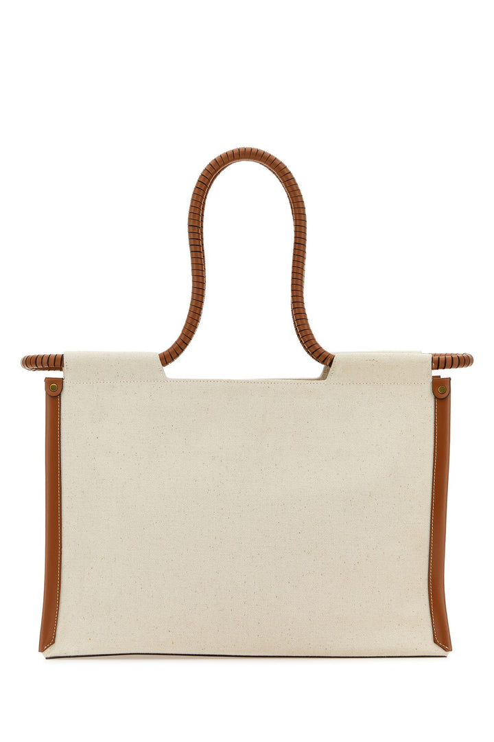 Melange ivory canvas Toledo shopping bag