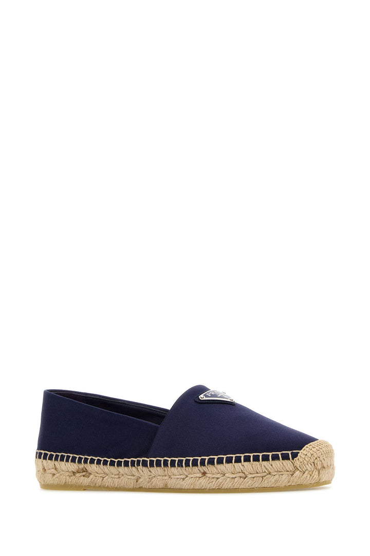 Dark blue satin espadrilles