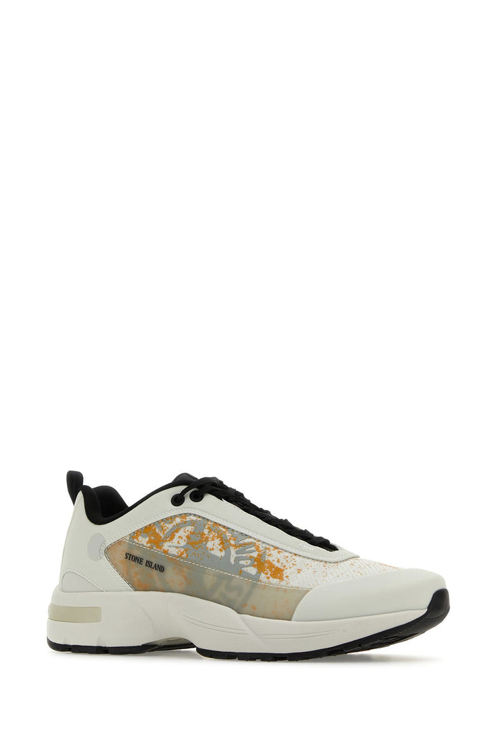 Ivory fabric and rubber sneakers