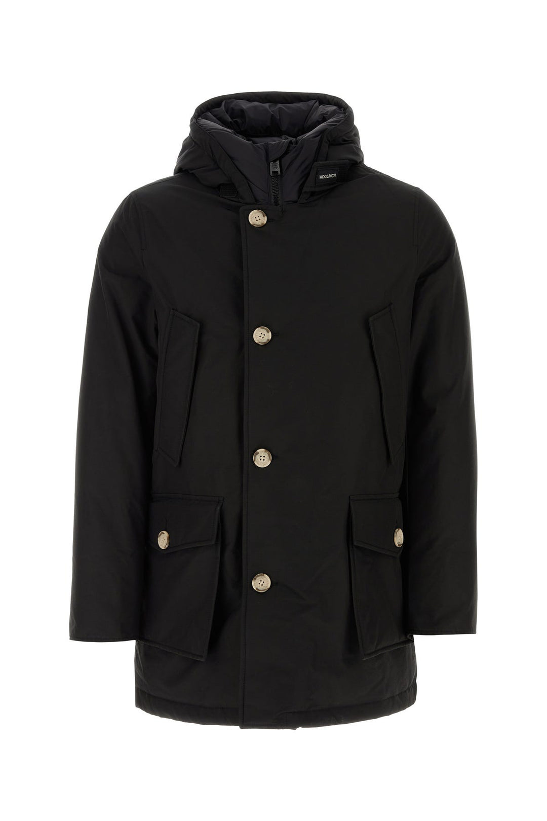 Black cotton blend down jacket