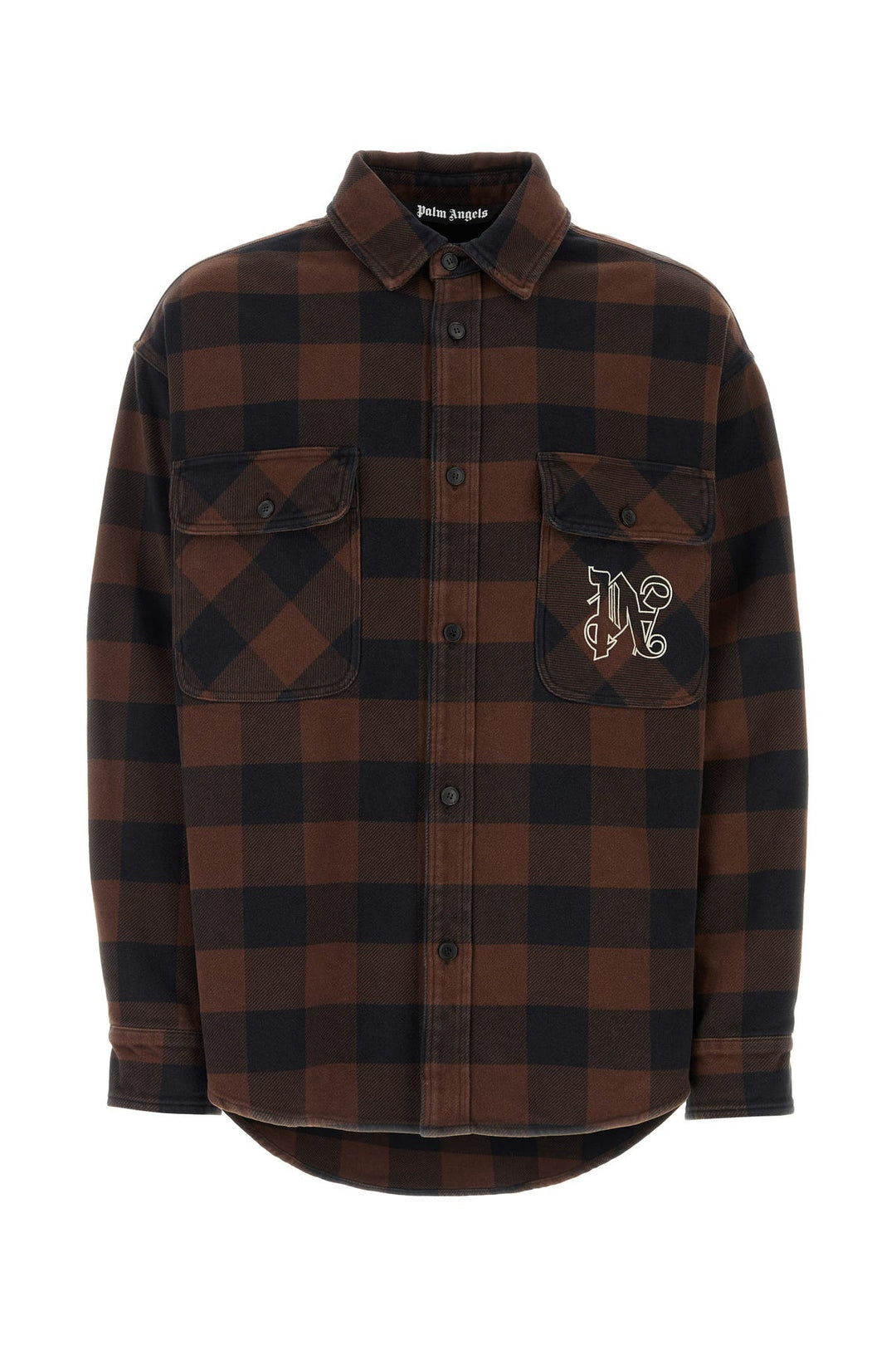 Embroidered flannel oversize shirt