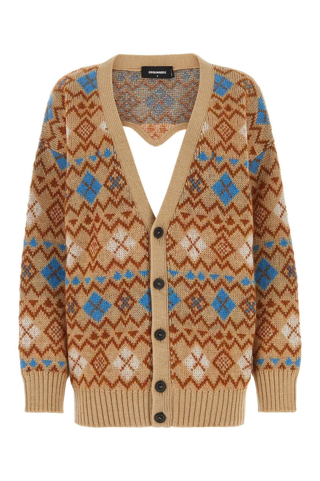 Embroidered wool blend cardigan