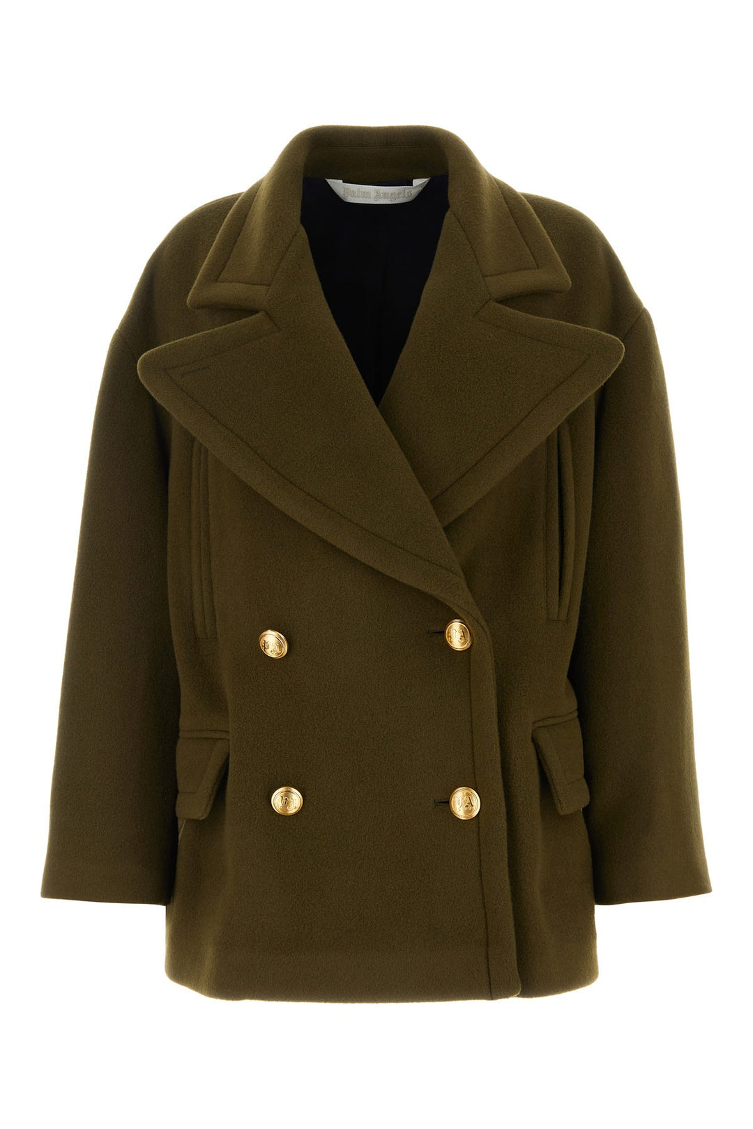 Olive green felt coat