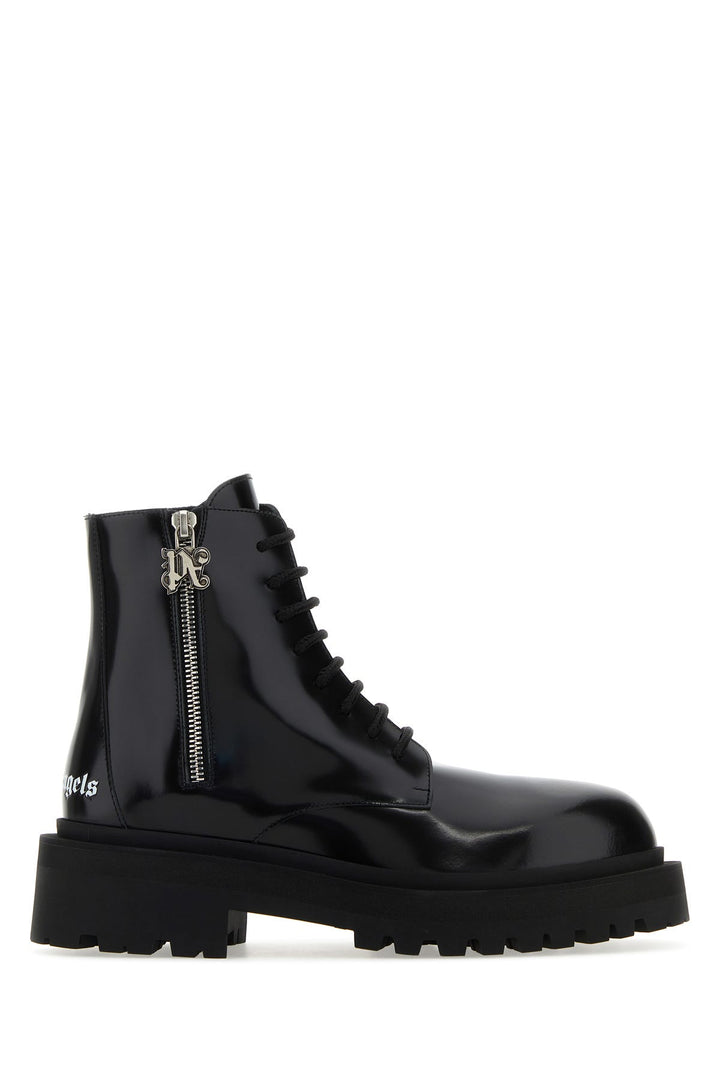 Black leather ankle boots