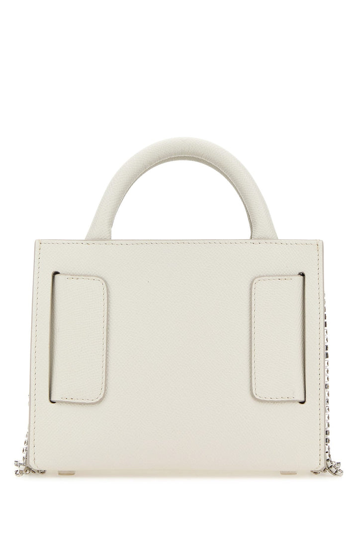 White leather Bobby 18 Crystal Flapper handbag