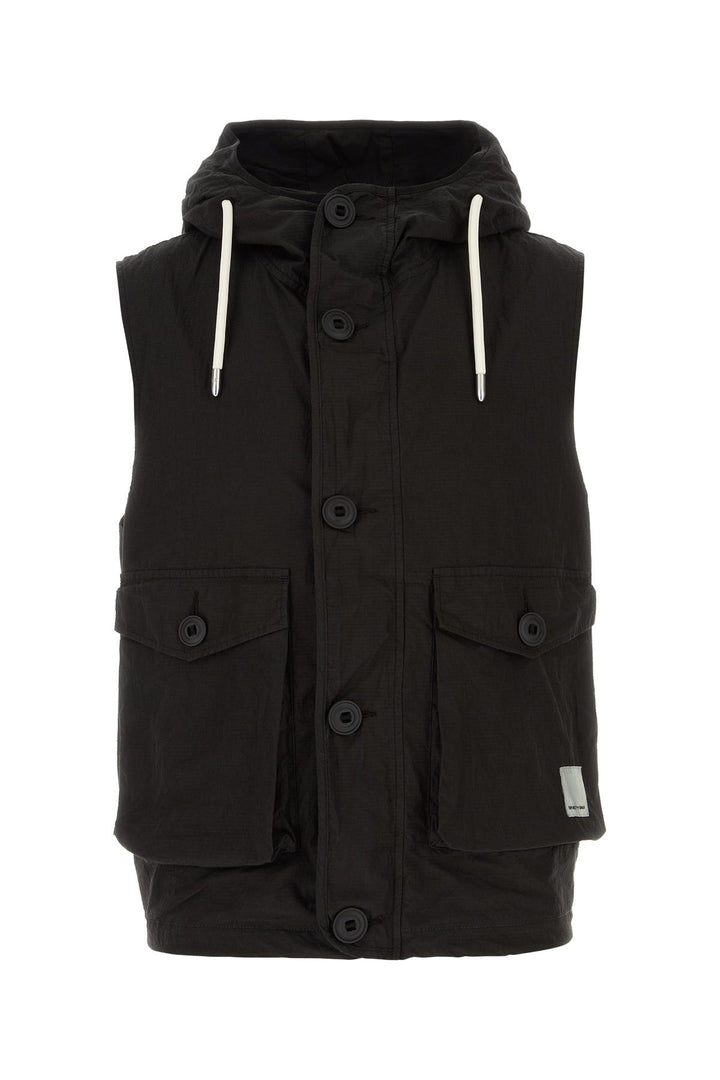 Black cotton blend vest