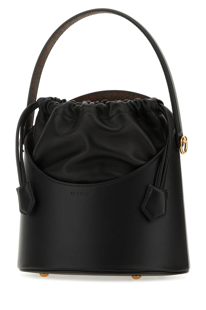 Black leather Saturno bucket bag